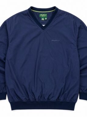 Eddie Bauer Golf Pullover Windbreaker Mens XXL Navy Blue V-Neck Lightweight